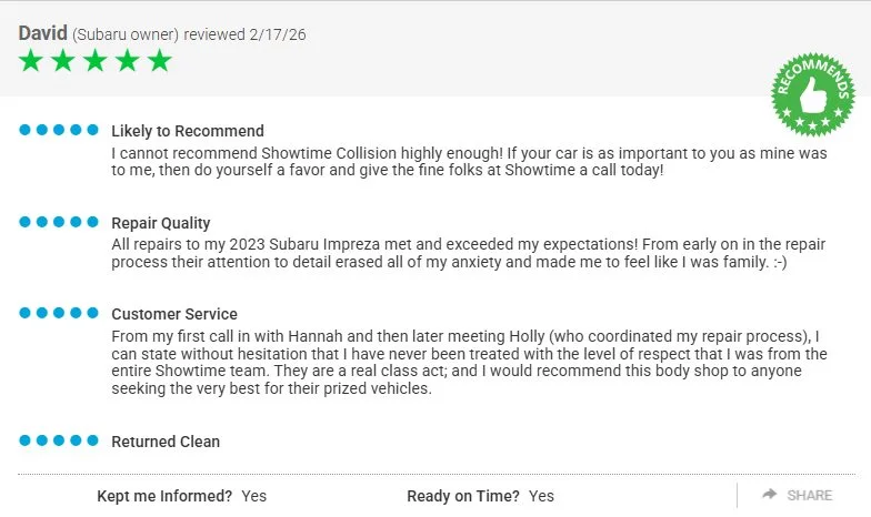 Verified review from David, a Subaru owner