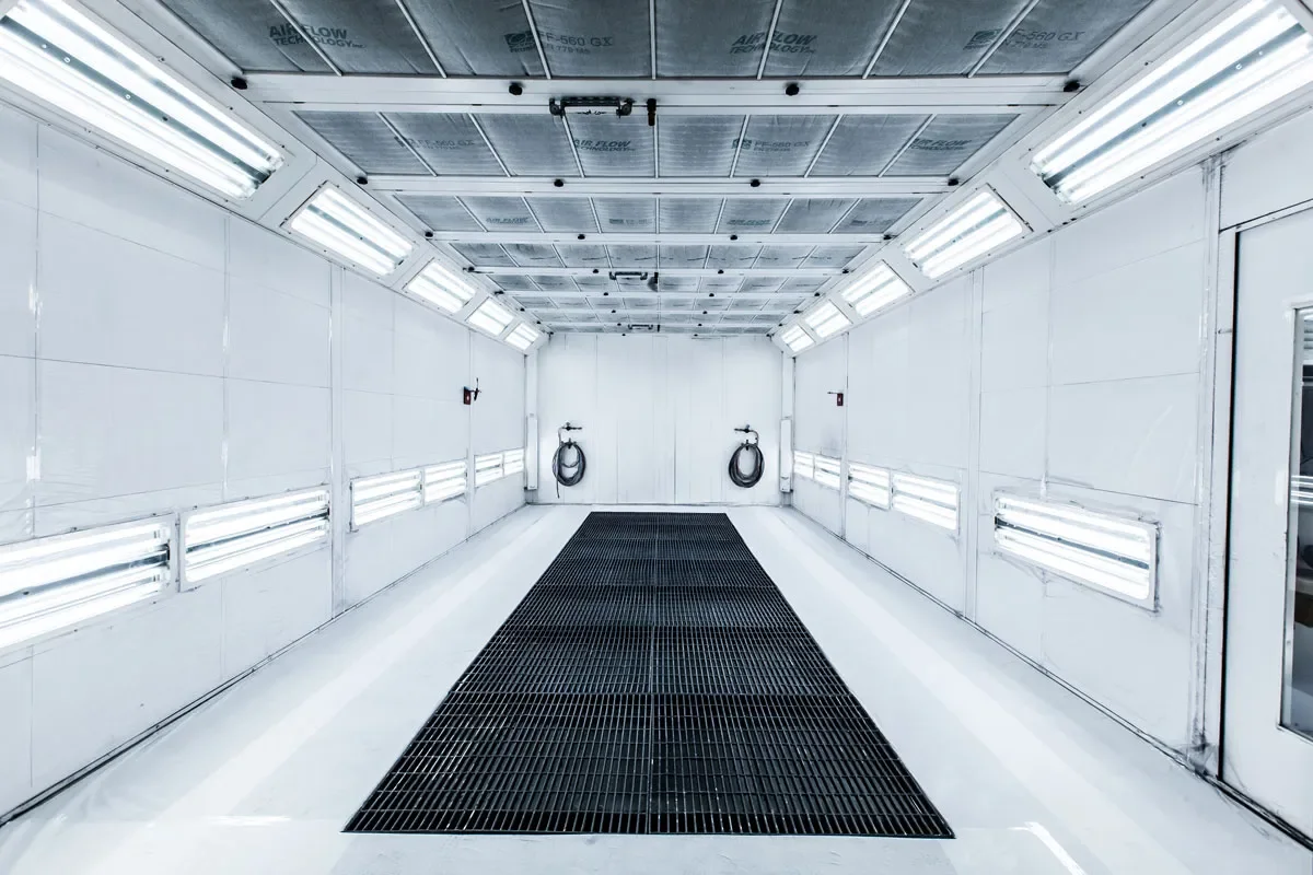 Controlled refinishing booth